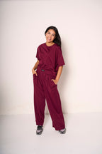 Pantaloni ampi bordeaux