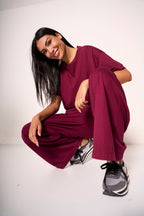 Pantaloni ampi bordeaux