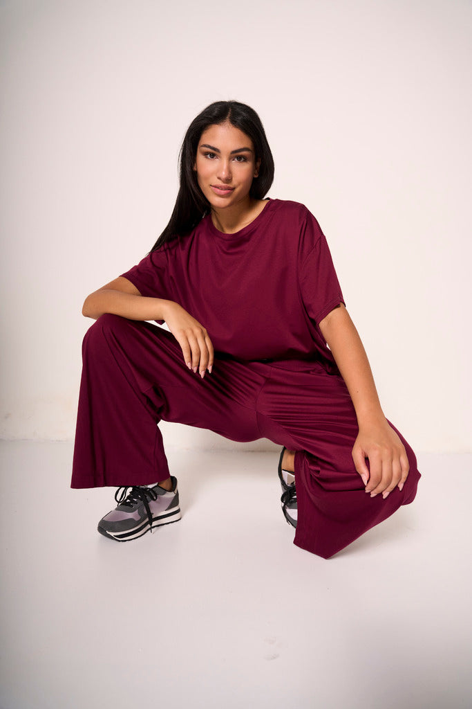 Pantaloni ampi bordeaux