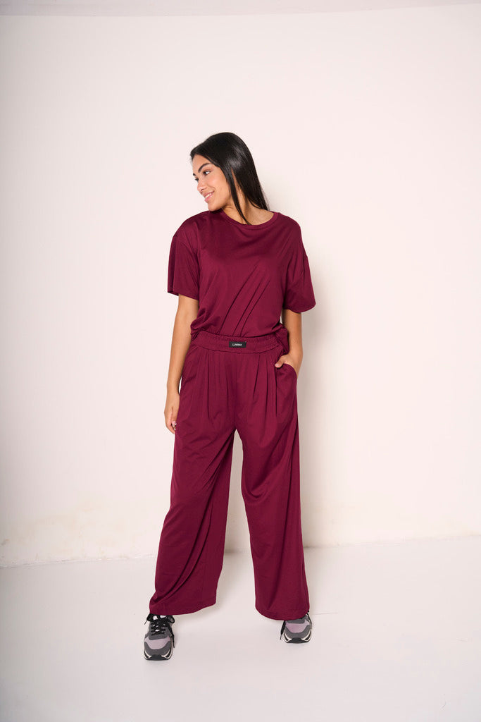 Pantaloni ampi bordeaux