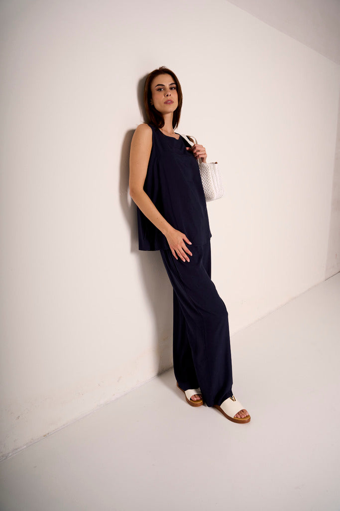 Pantaloni ampi blu navy