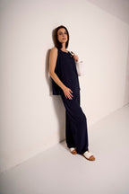 Pantaloni ampi blu navy