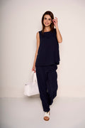 Pantaloni ampi blu navy