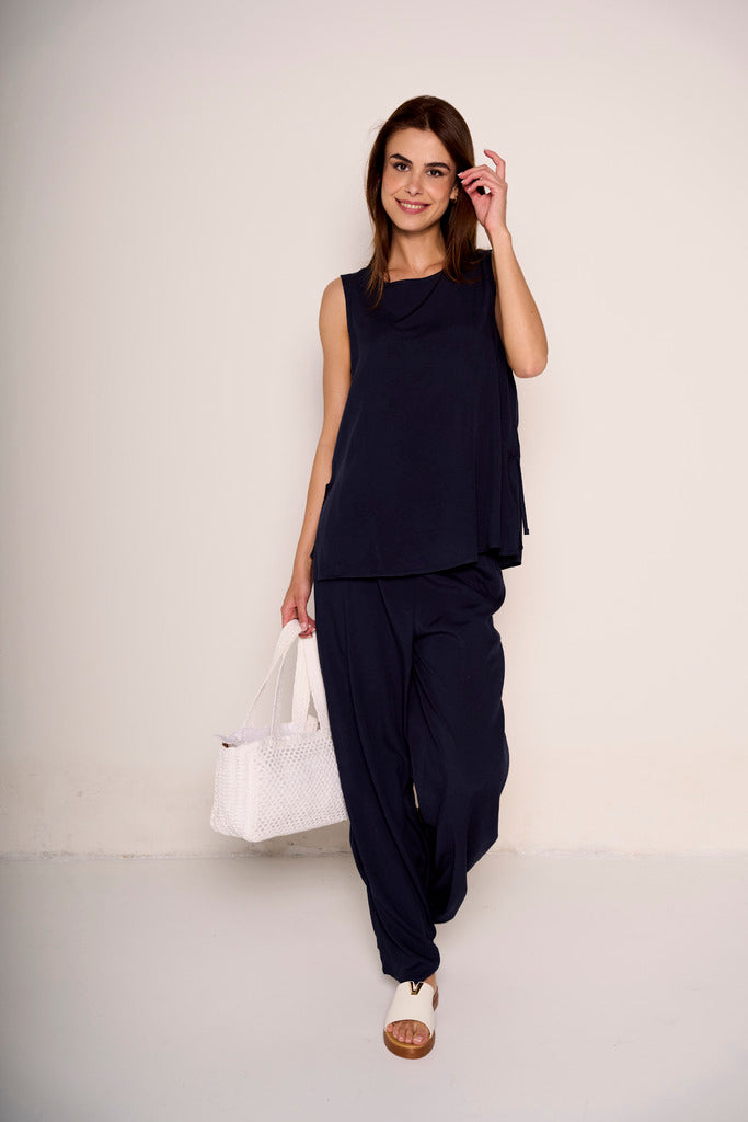 Pantaloni ampi blu navy