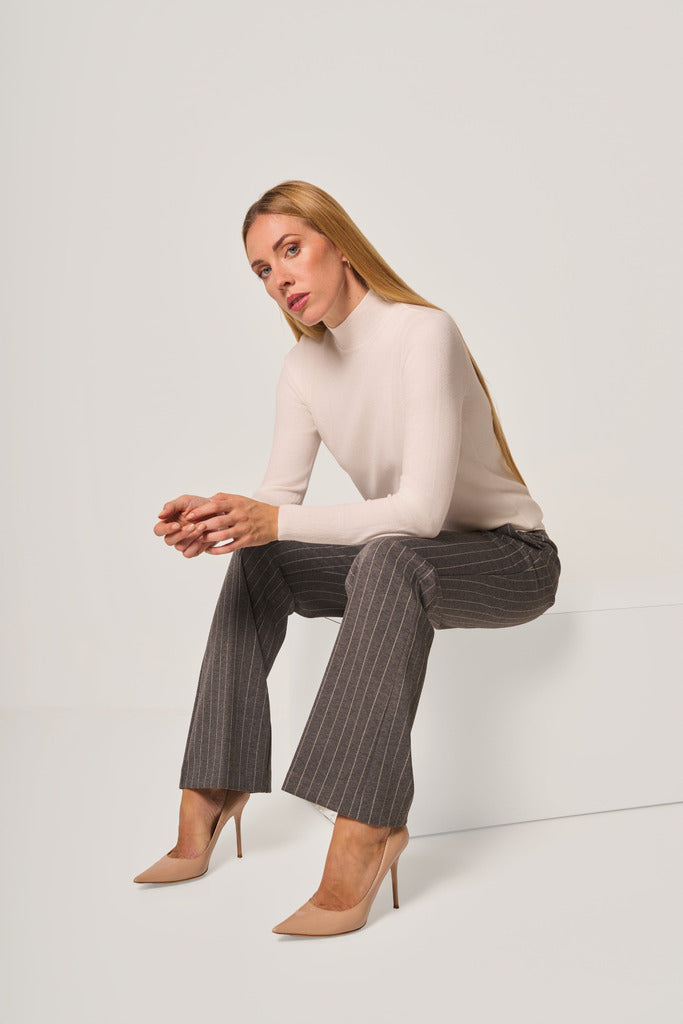 Pantaloni gessati dritti donna