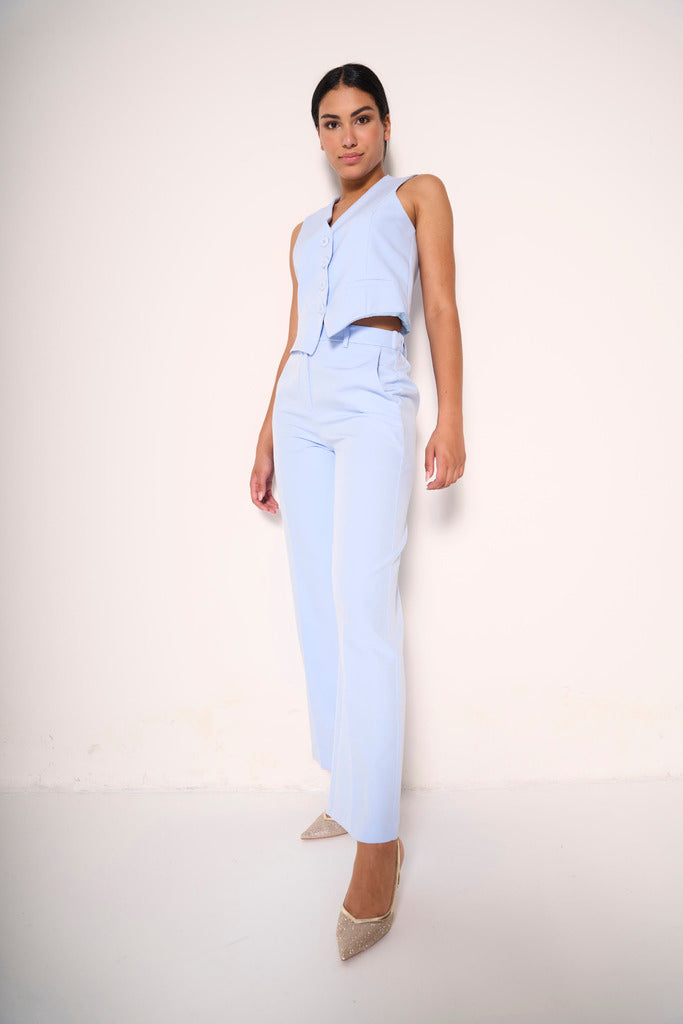 Pantaloni eleganti larghi azzurri