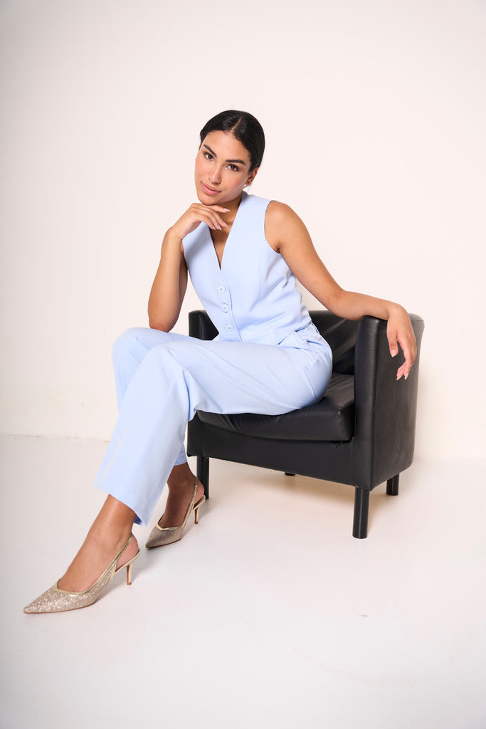 Pantaloni eleganti larghi azzurri