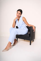 Pantaloni eleganti larghi azzurri