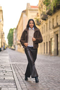 Pantalone ecopelle con gamba dritta