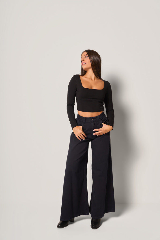 Pantalone palazzo a vita alta donna