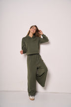 Pantalone Donna a Gamba Ampia con Vita Elasticizzata