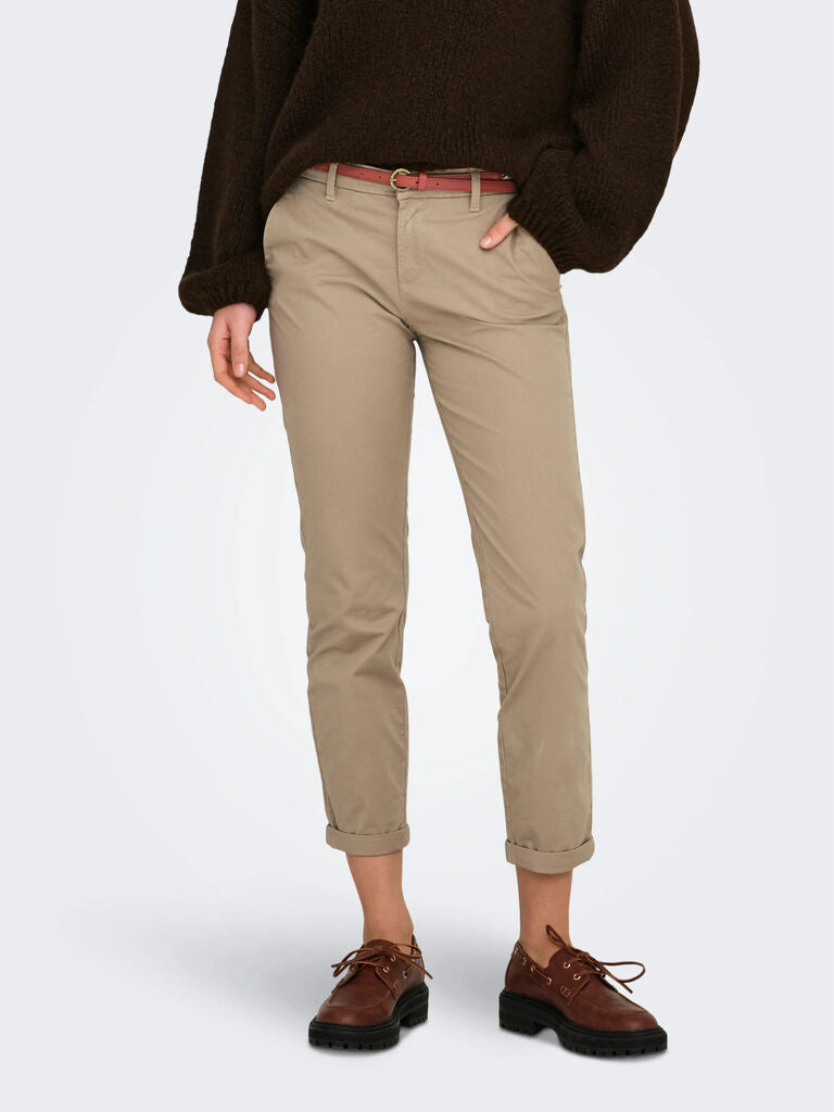 Pantalone chino donna con cintura