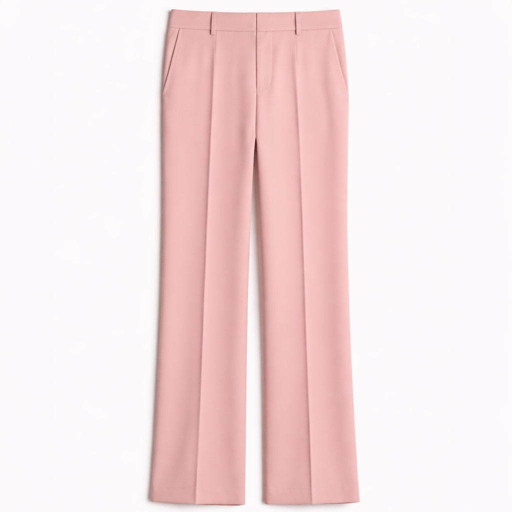 Pantaloni Donna Rosa Cipria a Gamba Larga