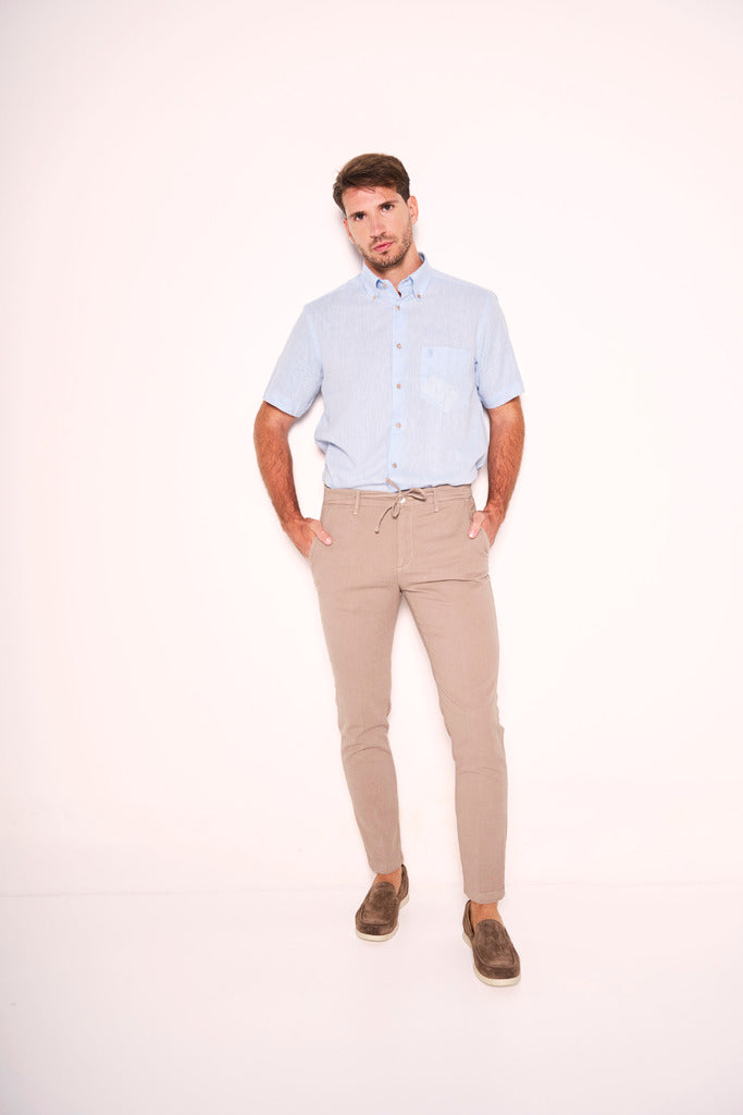 Pantalaccio in misto lino con coulisse e pences