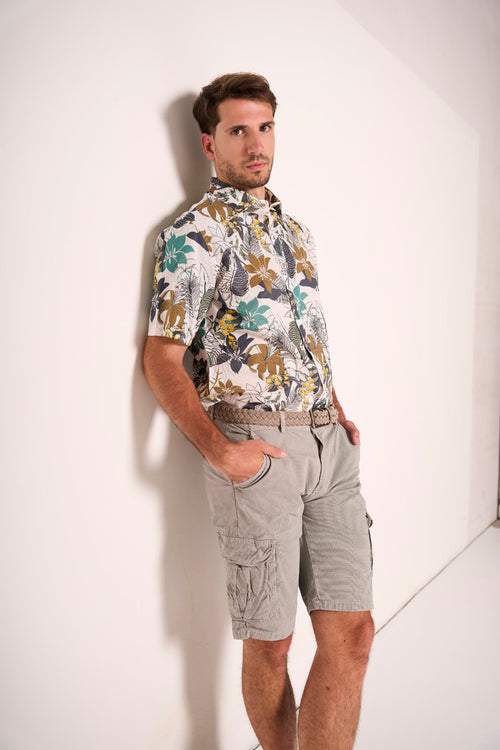 Bermuda uomo cargo rigato grigio con tasconi