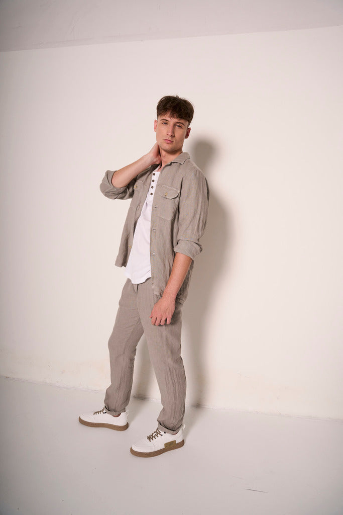 Pantaloni estivi uomo in lino sabbia