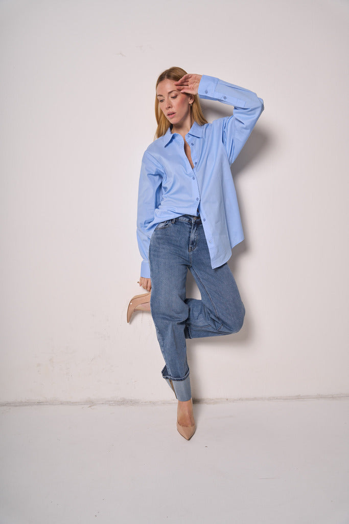 Jeans Donna Dritti con Risvolto