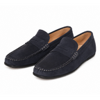 Mocassini uomo in camoscio blu Stile casual raffinato