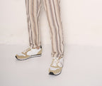 Sneakers retrò in suede e mesh beige/bianco