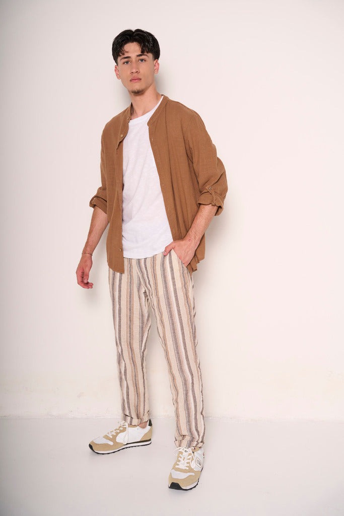 Sneakers retrò in suede e mesh beige/bianco