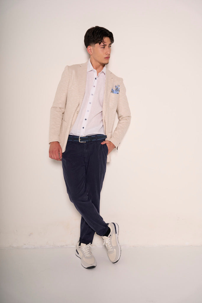 Sneakers retrò uomo in tela e suede bianco panna grigio