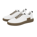 Sneakers bianche con suola in gomma e lacci a contrasto