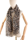 Sciarpa fantasia taupe con frange