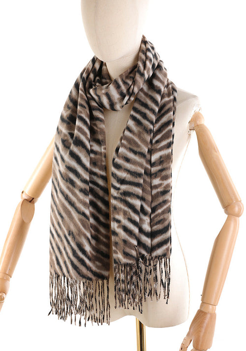 Sciarpa fantasia taupe con frange