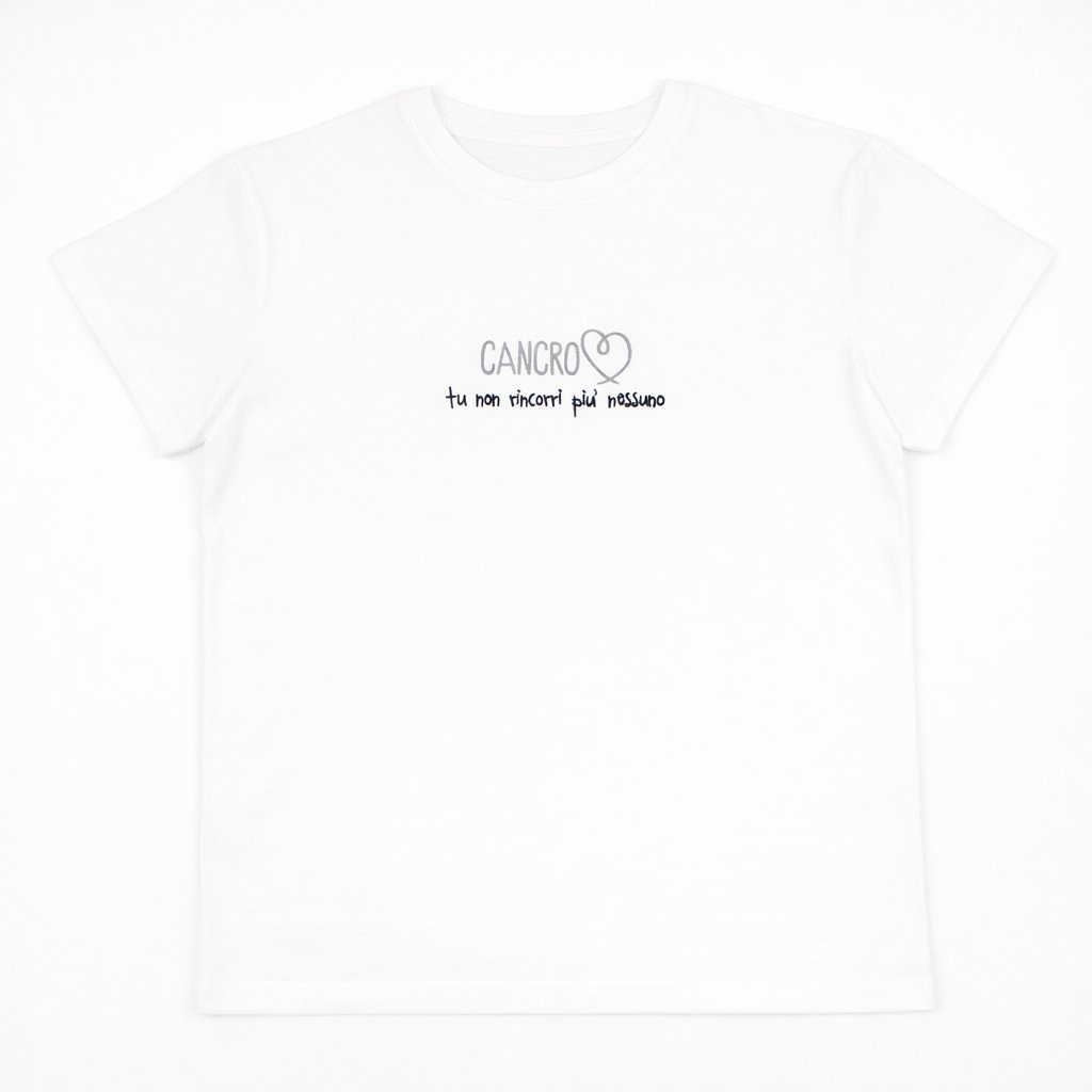 T-shirt bianca “Cancro” con stampa segno zodiacale