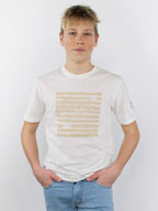 T-shirt con stampa e scritte in rilievo