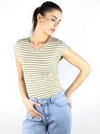 Maglietta rigata con filo lurex