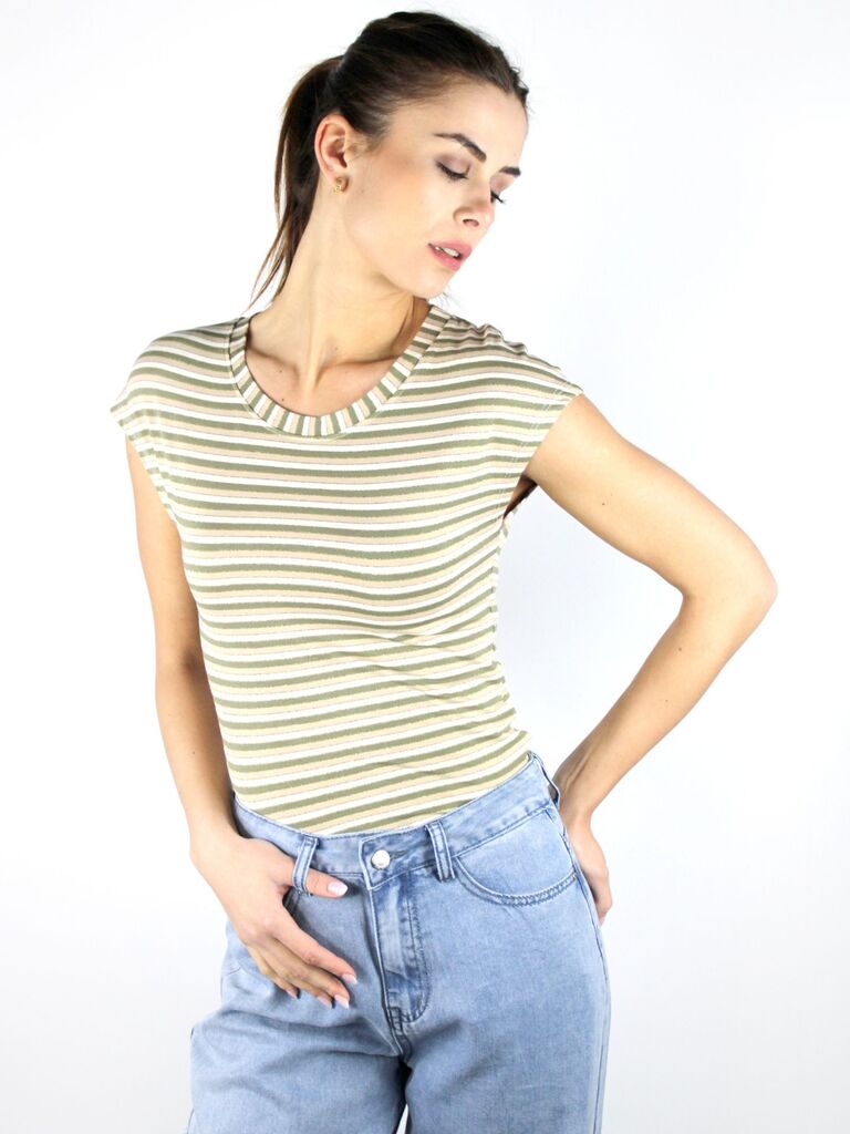 Maglietta rigata con filo lurex