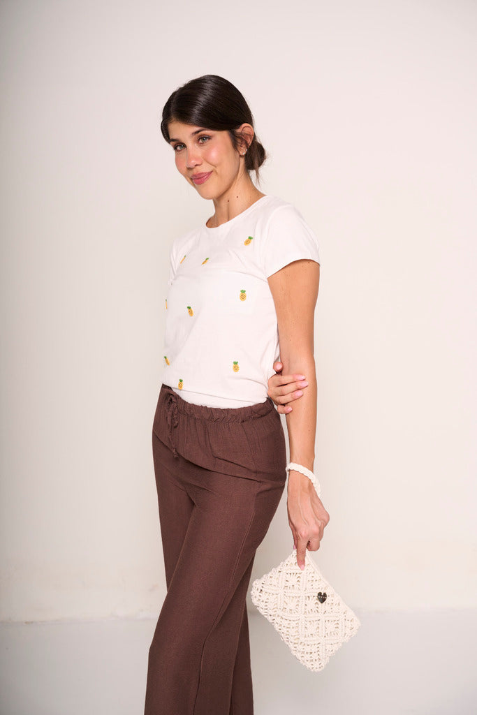 T-shirt ananas ricamati
