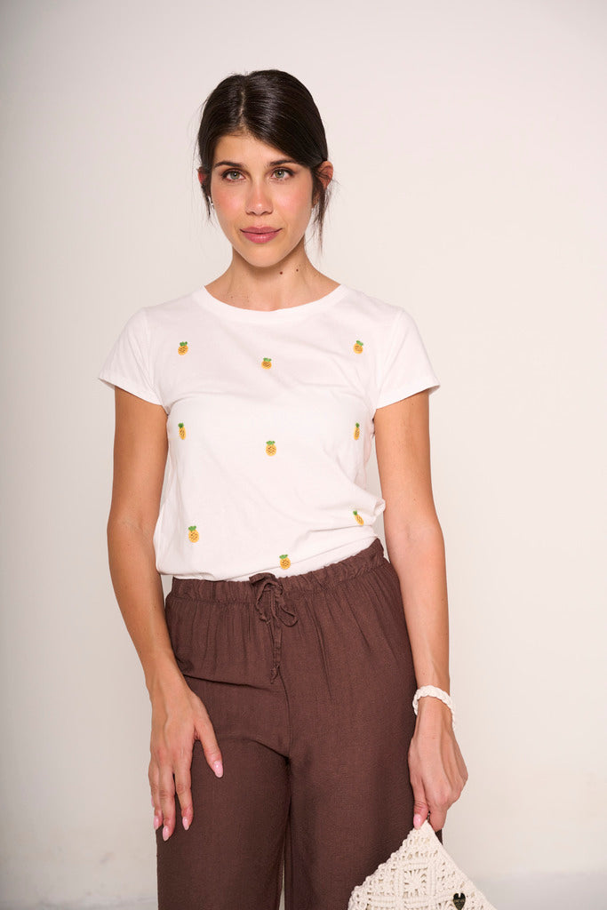T-shirt ananas ricamati