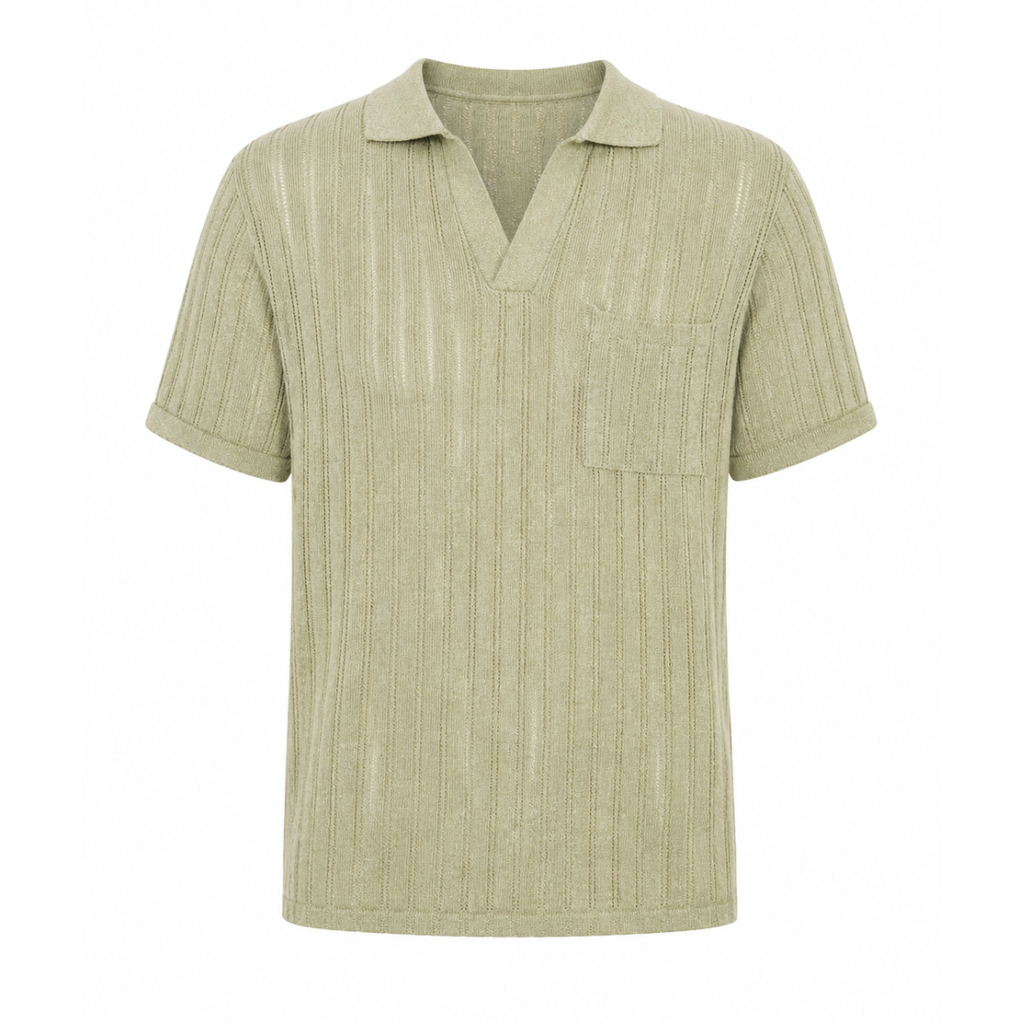 Maglia polo traforata uomo verde salvia