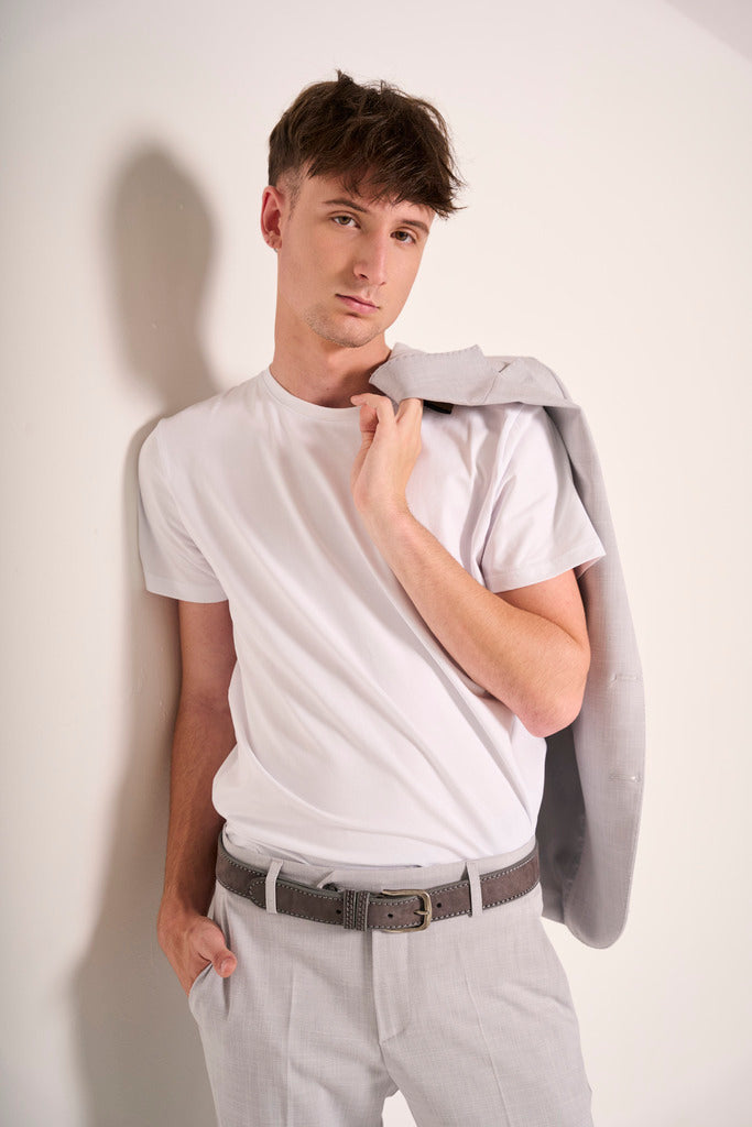 T-shirt classica uomo girocollo in cotone bianco
