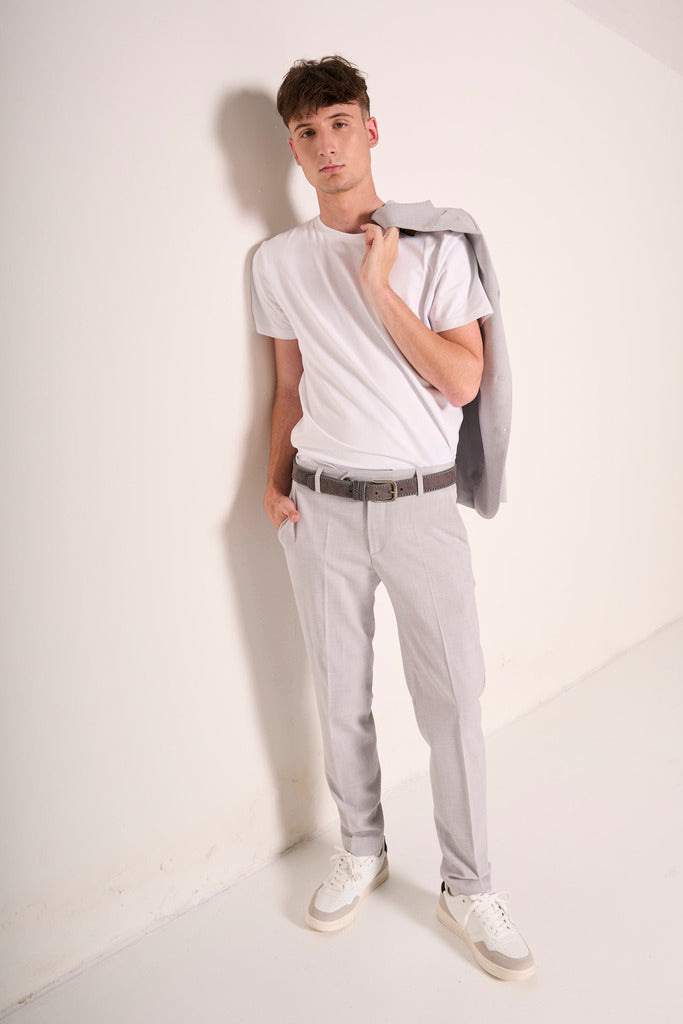 T-shirt classica uomo girocollo in cotone bianco