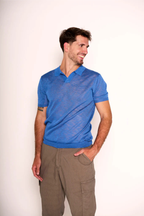Polo uomo denim in maglia leggera