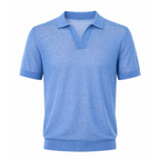 Polo uomo denim in maglia leggera