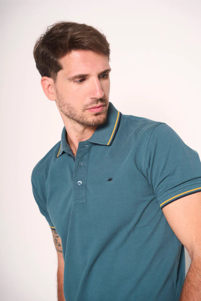 Polo uomo con doppio bordino a contrasto