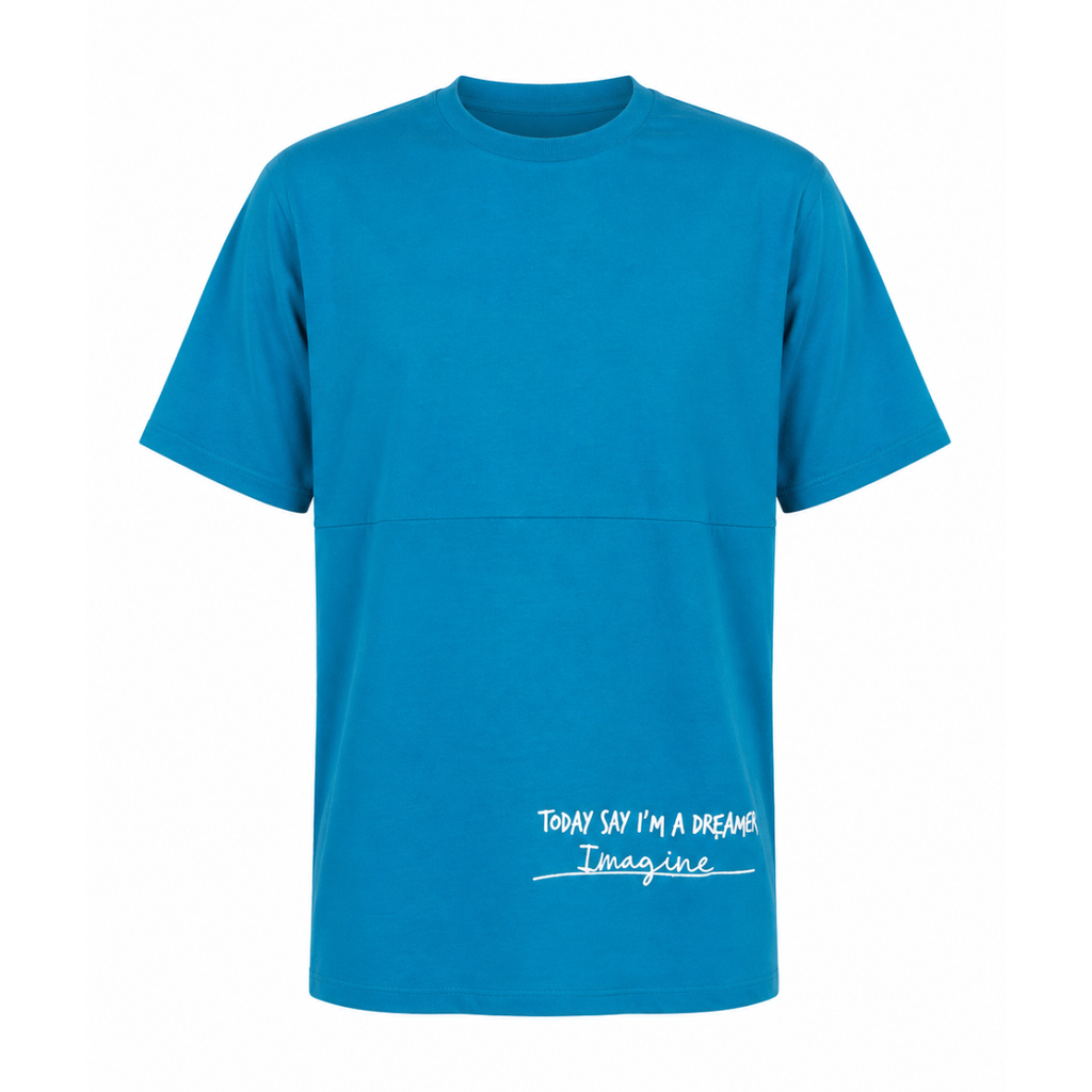 T-shirt con cucitura centrale e stampe