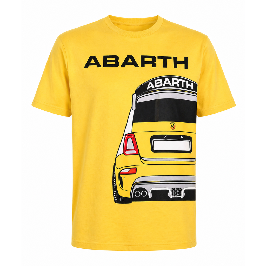 T-shirt gialla "Abarth Rear View" con stampa auto