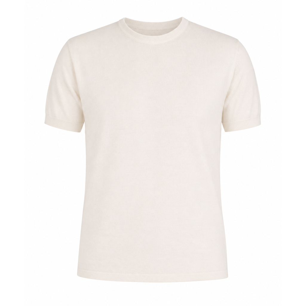 T-shirt uomo basic bianca con girocollo in cotone elasticizzato