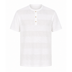 T-shirt henley a righe tono su tono in cotone leggero