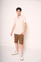 T-shirt henley uomo in cotone fiammato