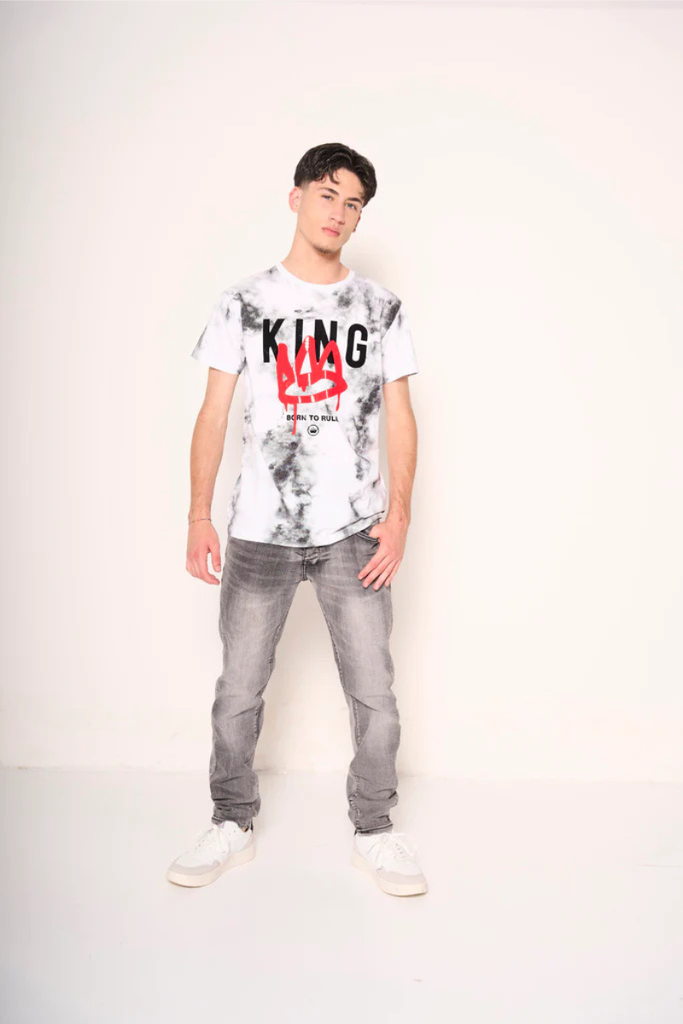 T-shirt tie-dye con stampa "Born to Rule"