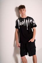 T-shirt nera "Boiling" con effetto spray