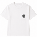 T-shirt bianca "Good Vibes" con taschino