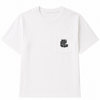 T-shirt bianca "Good Vibes" con taschino