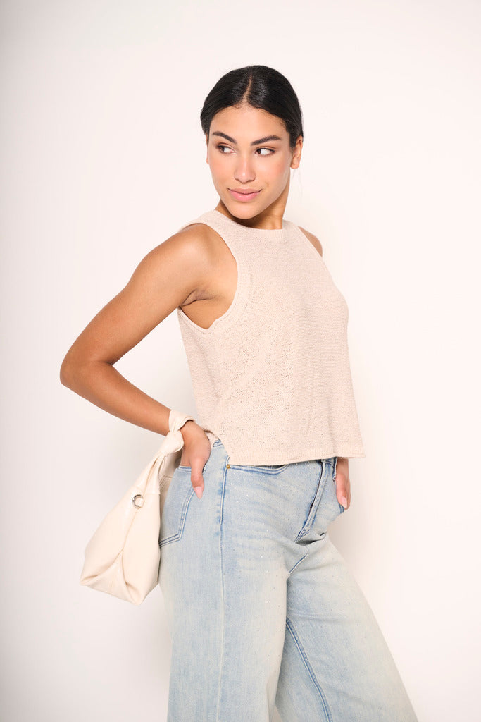 Canottiera beige in maglia